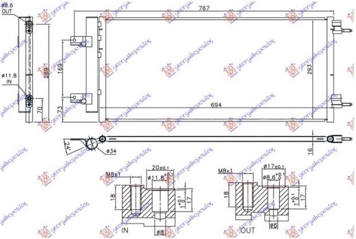 HLADNJAK KLIME ZA SVE MODELSE BENZIN/DIZEL TURBO (640x290x16) (NRF)
