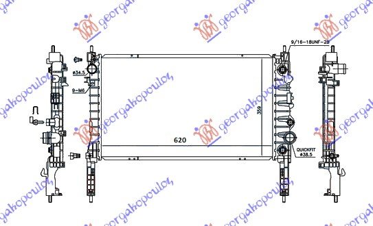 HLADNJAK MOTORA 1.4 16v TURBO BENZIN (AUTO) (620x360x26) (VALEO)