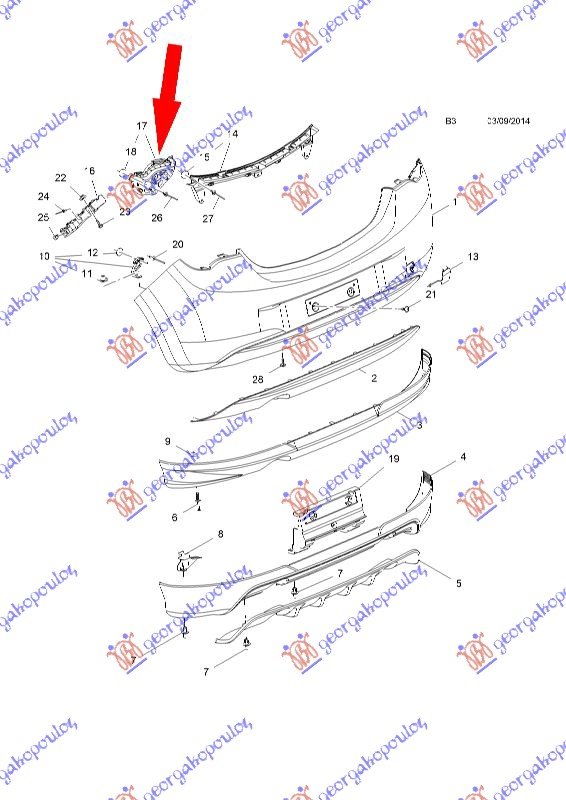 REAR BUMPER INNER BRACKET PLASTIC