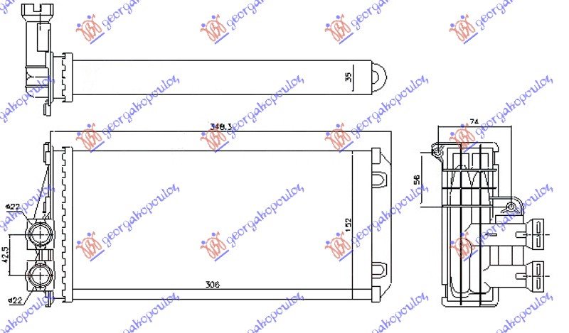 HEATER RADIATOR (M) (305x150x35)