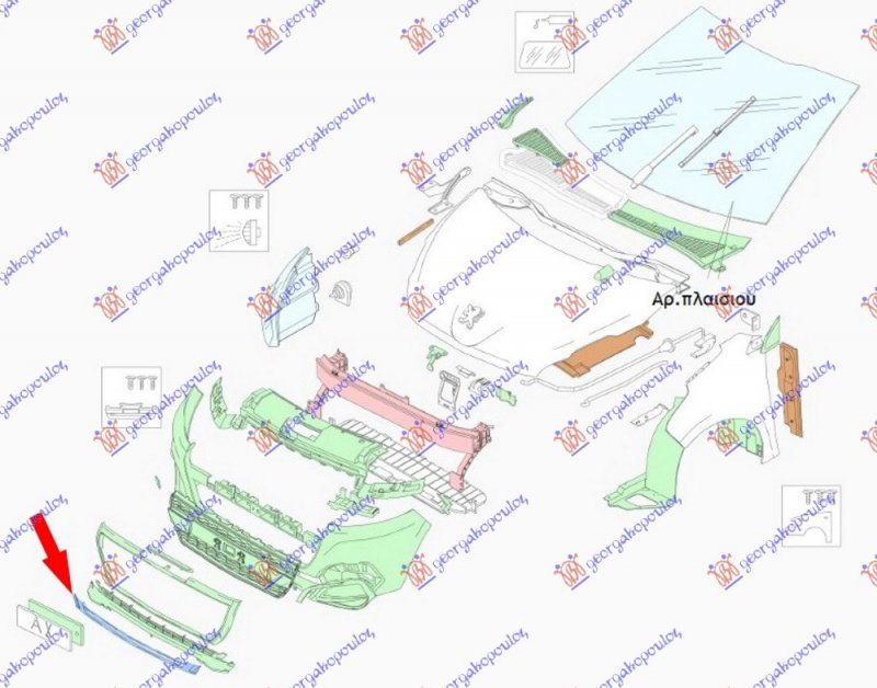 FRONT BUMPER GRILLE MOULDING INNER LOWER