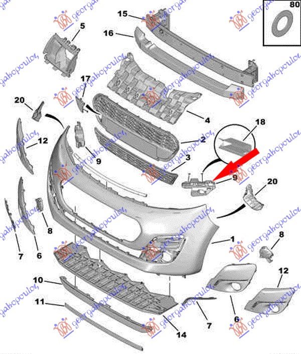 FR. BUMPER BRACKET INNER UPPER PLASTIC