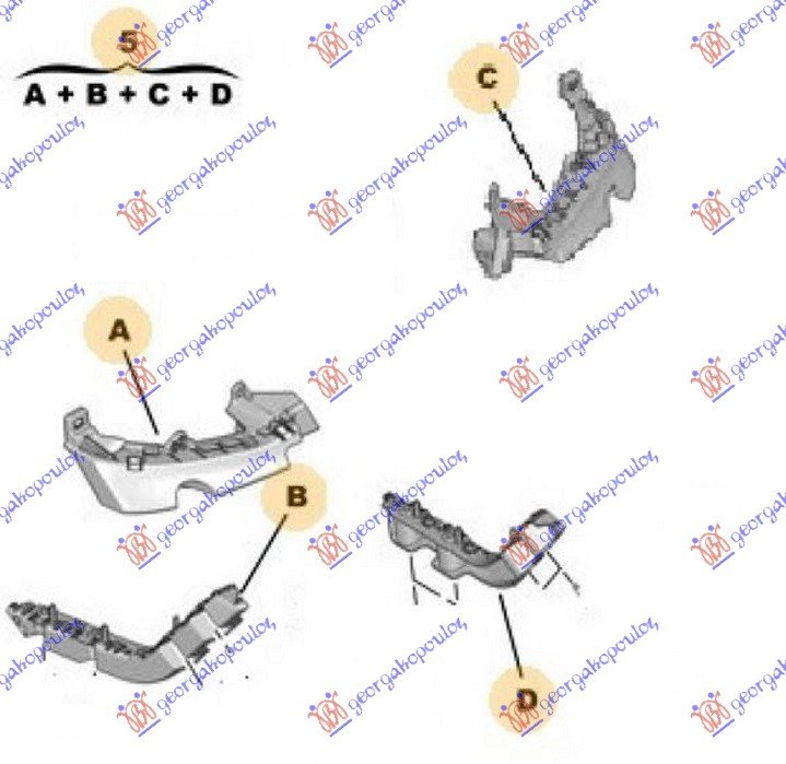 REAR BUMPER SIDE BRACKET PLAS.(SET 4PCS)