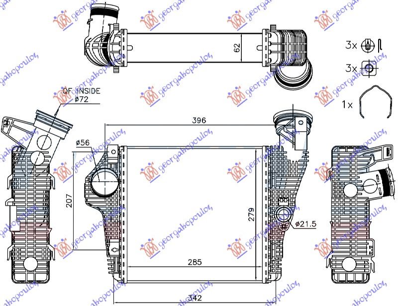 RAD. INTERC. PETROL 3.0-3.6 (285x279x62)