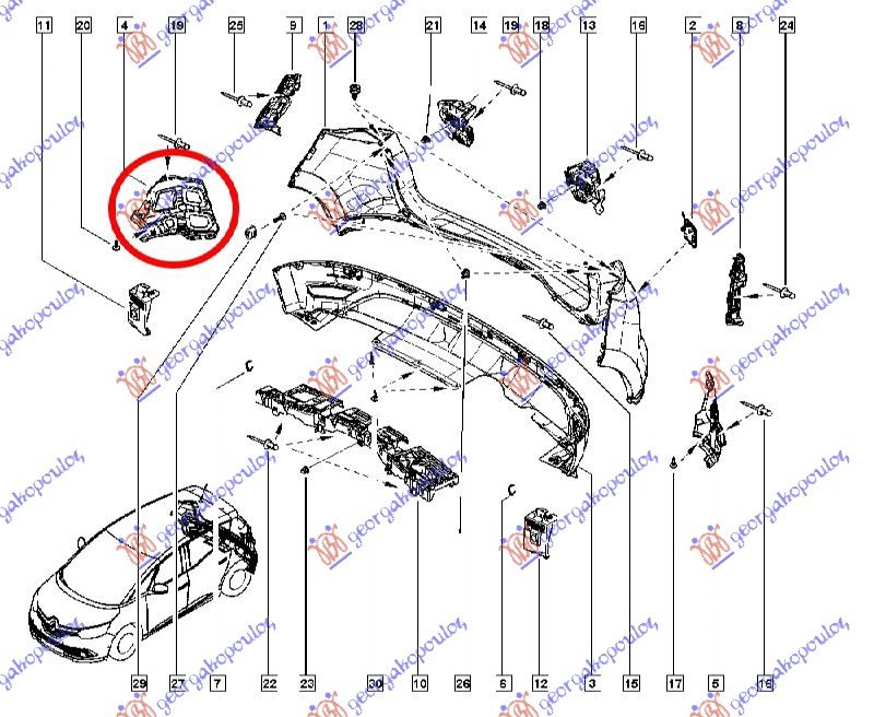 REAR BUMPER BRACKET PLASTIC