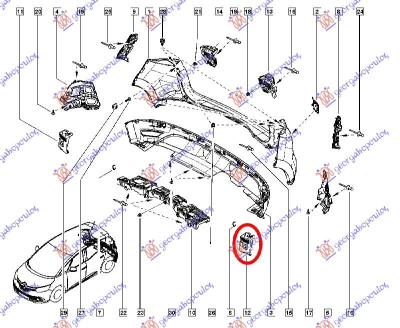 REAR BUMPER BRACKET LOWER PLASTIC