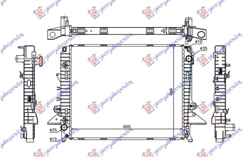 HLADNJAK MOTORA 2.7 Tdi V6 DIZEL (MAN/AUTO) (605x500x40) (NRF)