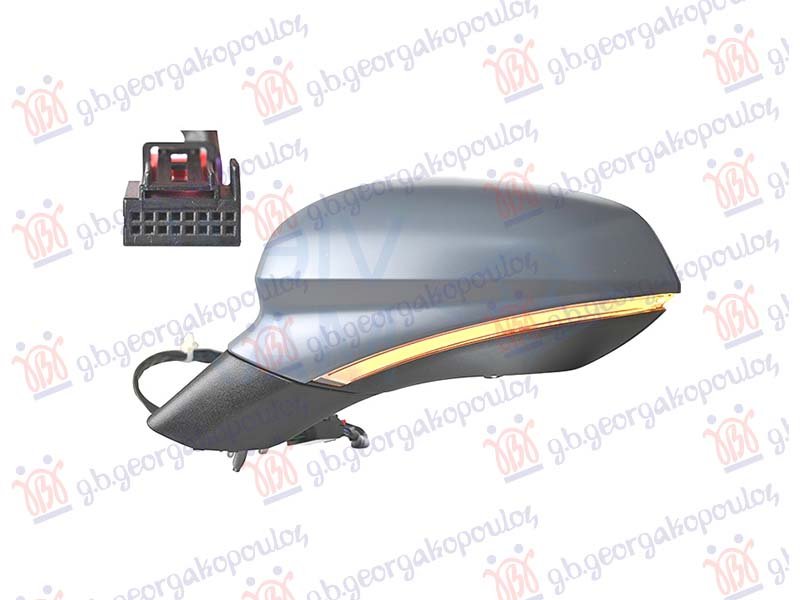 RETROVIZOR ELEK. SA GREJ PM (ELEKTRO-SKLOPIV) (MEMORIJA) (MIGAVAC) (SVETLO) (16 OTV/13 PIN) (A KVAL) (KONVENSKO STAKLO)