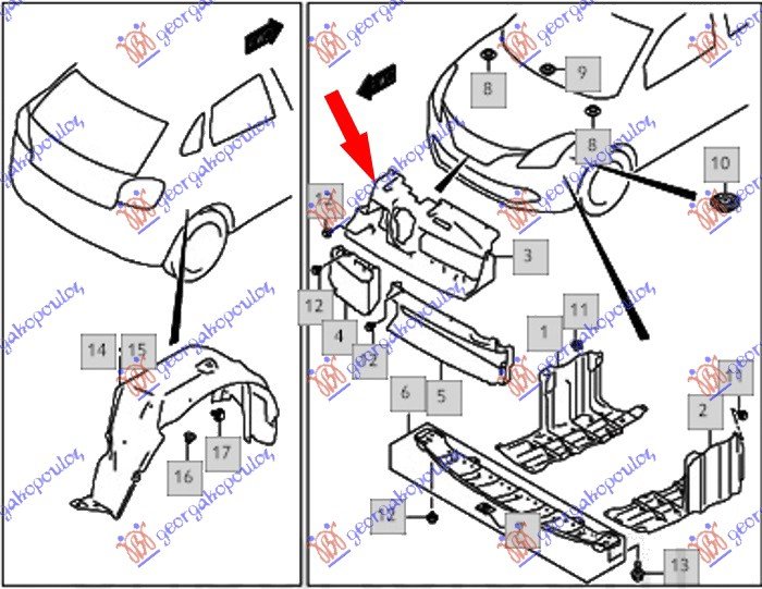 FR. BUMPER ABSORBER UPPER LEFT