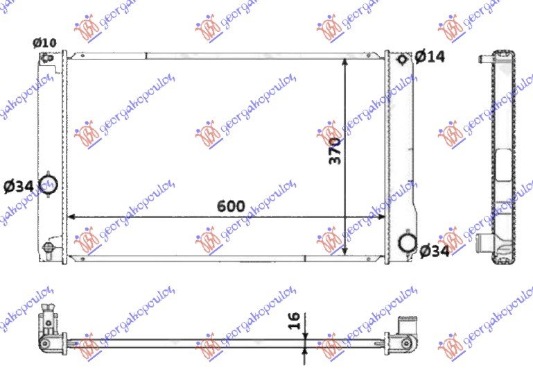 RADIATOR 1,8 HYBRID A/T (60x35x16)