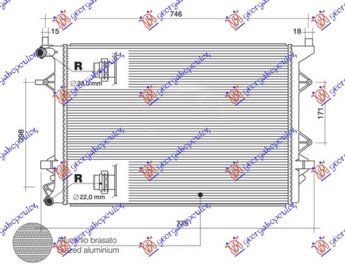 HLADNJAK MOTORA DODATNI 1.4 TSI/HIBRID BENZIN (628x441x16) (NRF)
