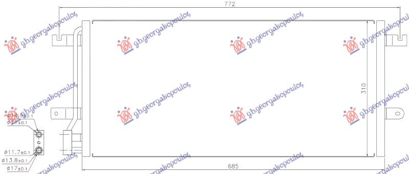 HLADNJAK KLIME BENZIN/DIZEL (683x308x16)