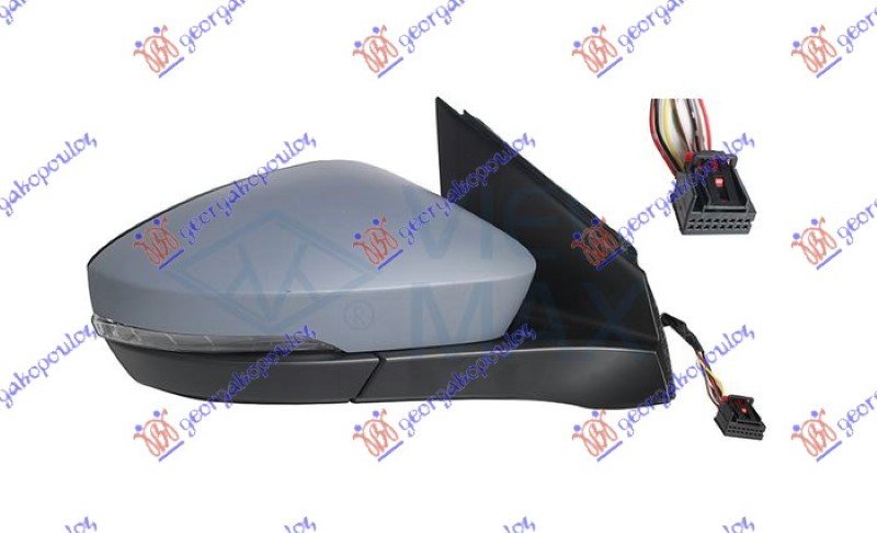 RETROVIZOR ELEKTRICNI SA GREJACEM PM (MIGAVAC) (MRTAV UGAO) (8 PIN) (KONVEKSNO STAKLO)
